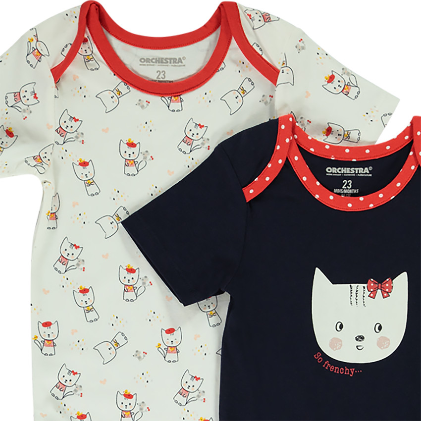 Pack de 7 bodies de bebé niña con estampado de gatos.  Additional Pack de 7 bodies de bebé niña con estampado de gatos.