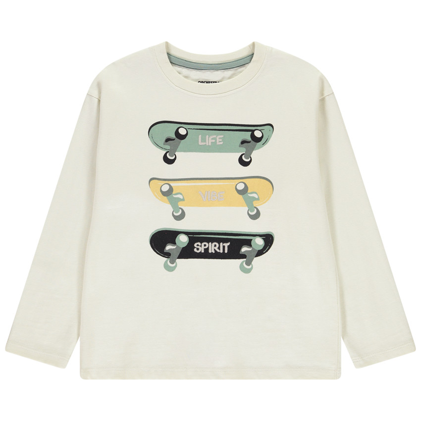 Camiseta de manga larga estampada skate para niño 