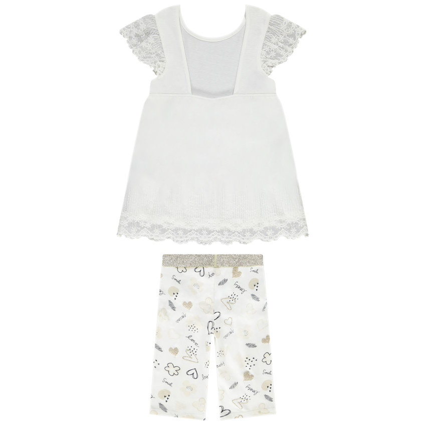 Conjunto 2 piezas túnica bordada + ciclista estampado para niña 