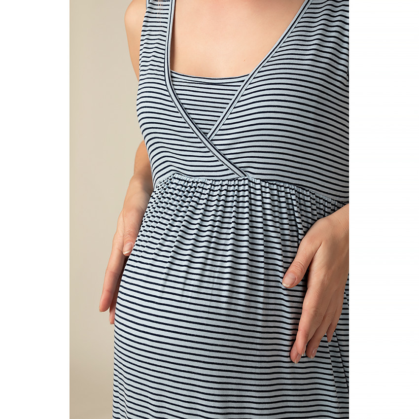 Robe longue de grossesse à rayures  