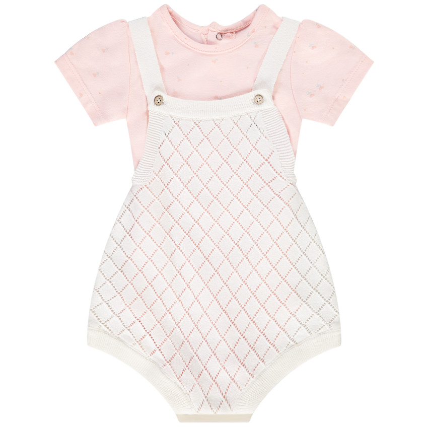 Ensemble 2 pièces barboteuse en tricot pour bébé fille 