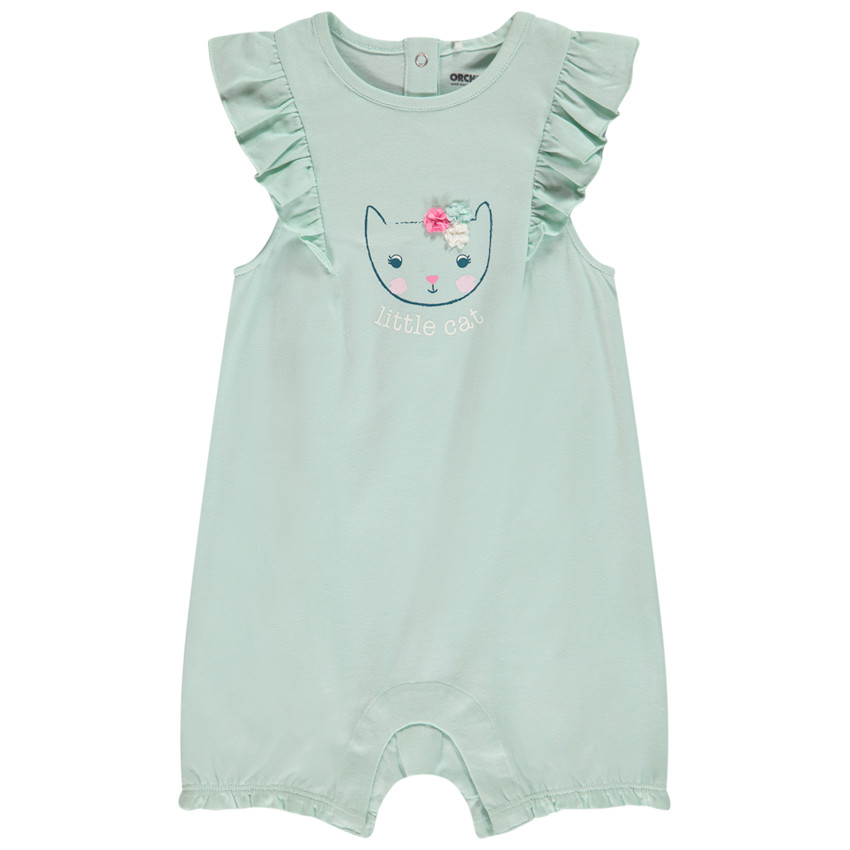 Combinaison courte en jersey print chaton pour bébé fille 