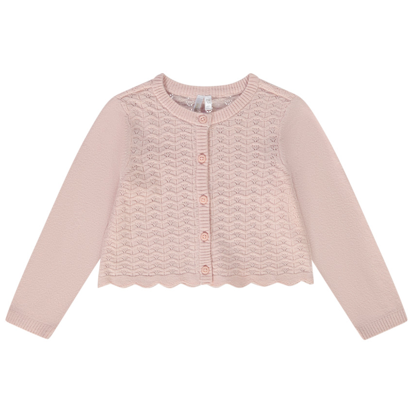 Chaqueta corta de punto calado para bebé niña  Additional Chaqueta corta de punto calado para bebé niña