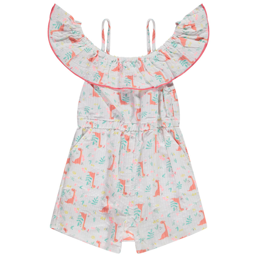 Combishort con volante estampado de dinosaurios para niña bebé 