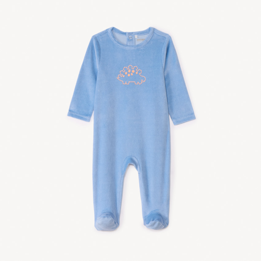 Dors bien uni en velours imprimé pour bébé garçon. 