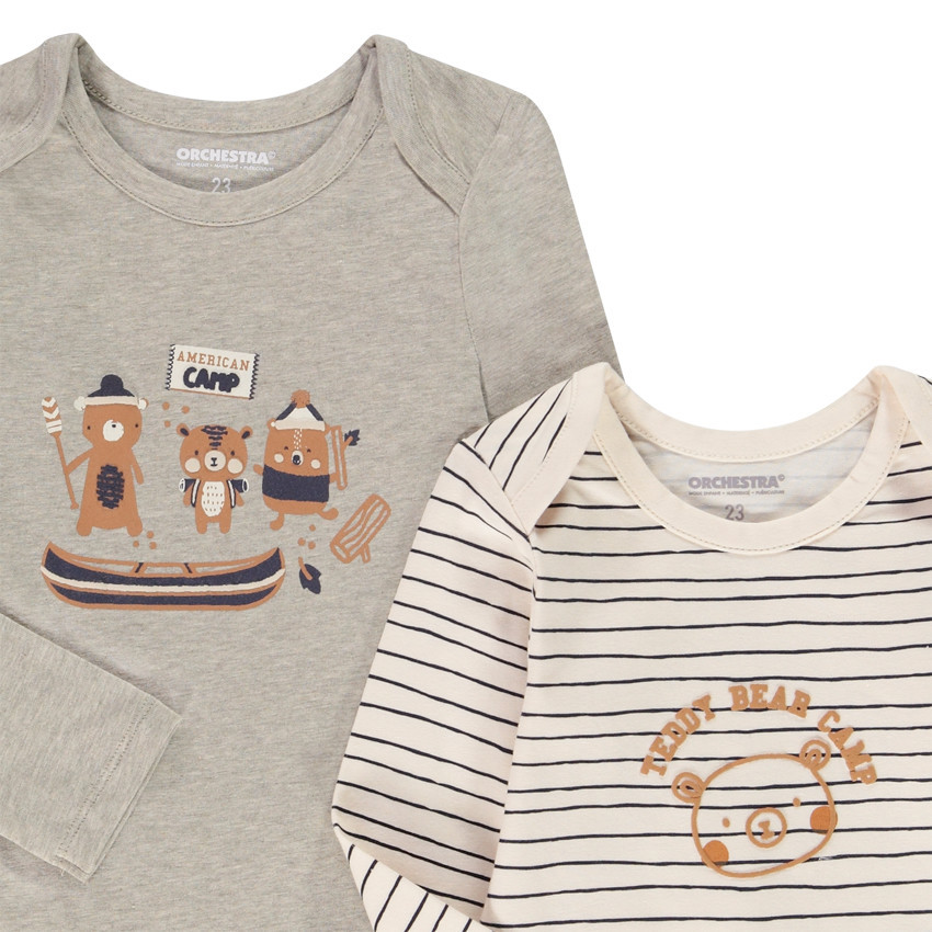 Pack de 5 bodies de manga larga con estampado de ourson para bebé niño  Additional Pack de 5 bodies de manga larga con estampado de ourson para bebé niño