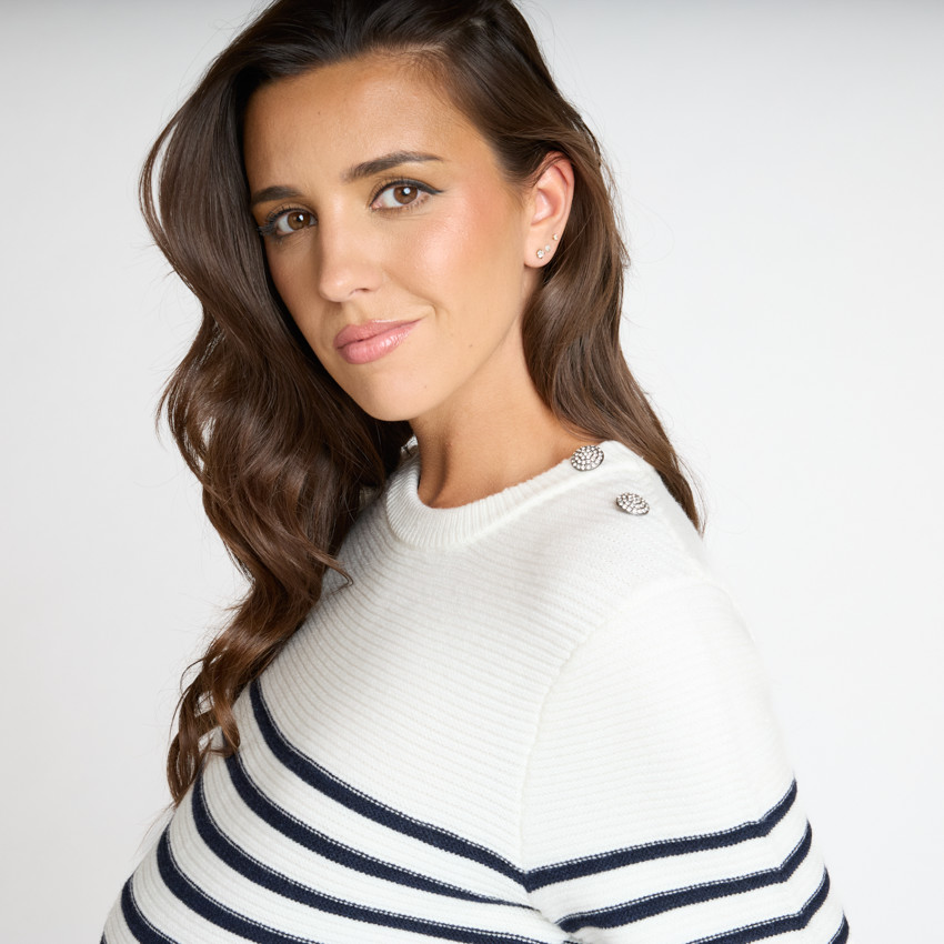 Vestido de punto con diseño marinière para mujer 