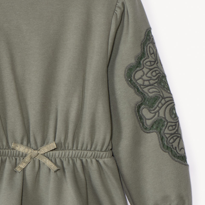 Robe manches longues en molleton brodé pour fille 