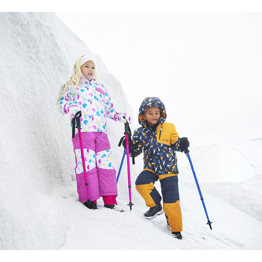 Pantalón de esquñi bicolor impermeable con tirantes ajustables y desmontables 