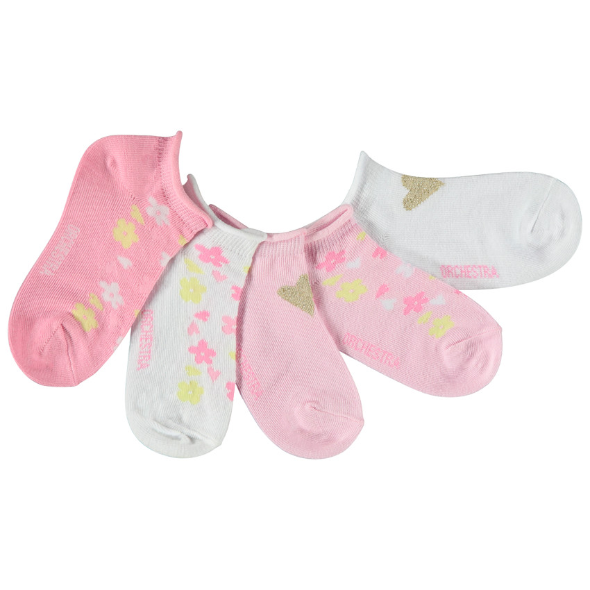 Pack de 5 pares de calcetines cortos con estampado floral para niña 