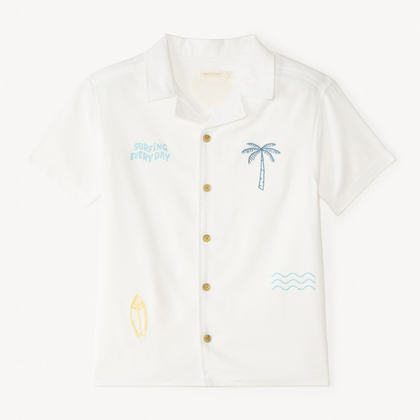 Camisa de manga corta con bordado de surfista para niño 