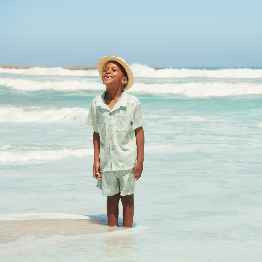 Conjunto de 2 piezas: camisa + bermuda de estilo hawaiano para niño 