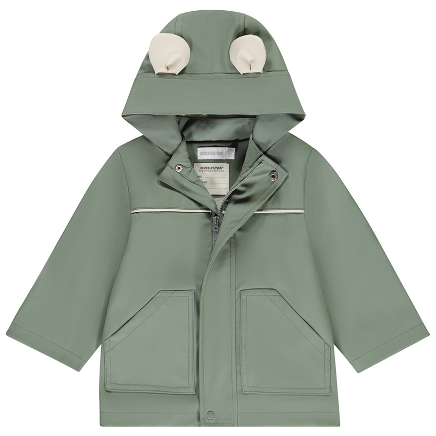 Parka de goma con capucha divertida para bebé niño 