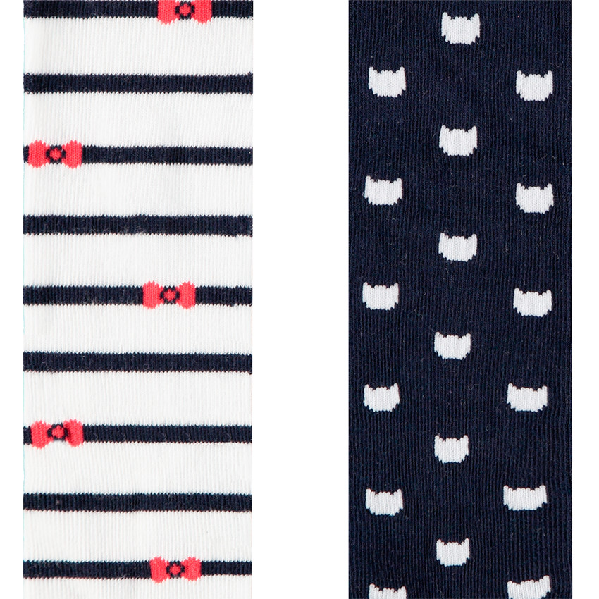 Pack de 2 medias gruesas a rayas con estampado de gatos para bebé niña  Additional Pack de 2 medias gruesas a rayas con estampado de gatos para bebé niña