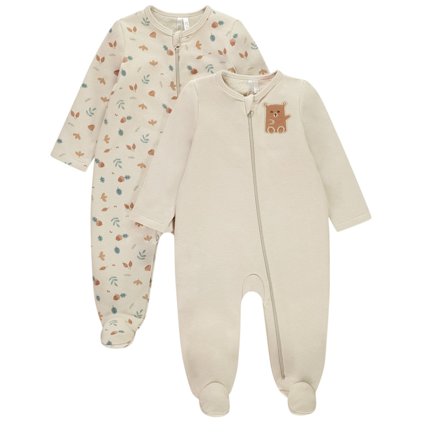 Pack de 2 peleles zippados y contrecollados para bebé niño 