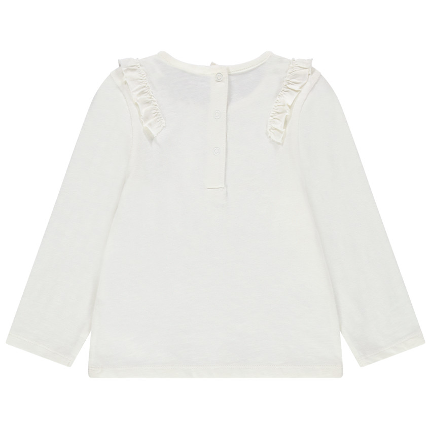 Camiseta de manga larga de algodón orgánico con mensaje plateado  