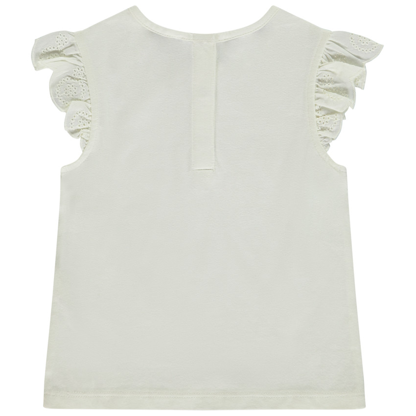 Camiseta manga corta con volantes y estampado fantasía para bebé niña 