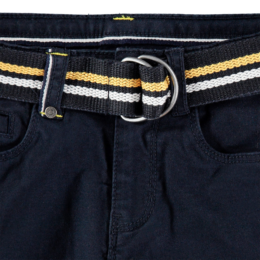 Pantalón de sarga azul marino con cinturón trenzado desmontable  Additional Pantalón de sarga azul marino con cinturón trenzado desmontable
