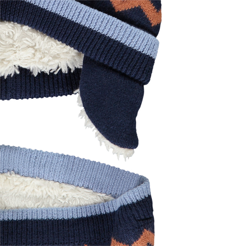 Conjunto de gorro + bufanda de punto jacquard doble para bebé niño 