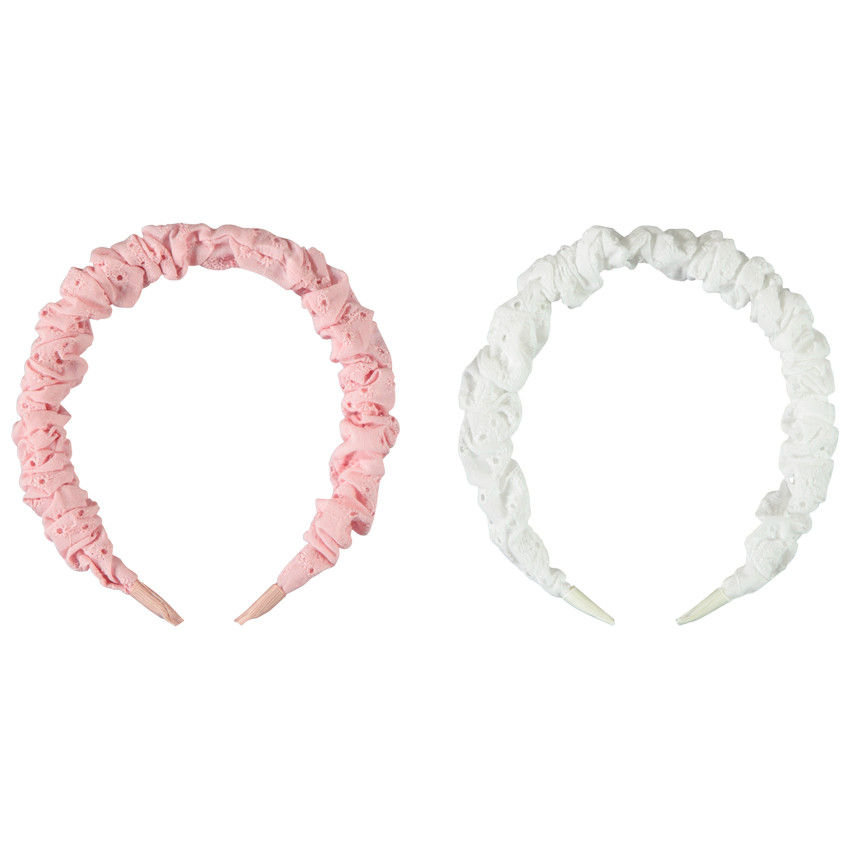 Pack de 2 diademas de bordado inglés para niña 