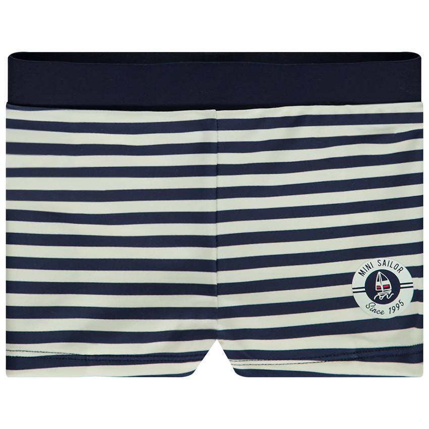 Bóxer de baño a rayas con estampado de velero para bebé niño 