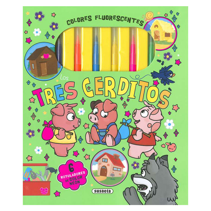 Libro para colorear Los 3 cerditos +5 años 