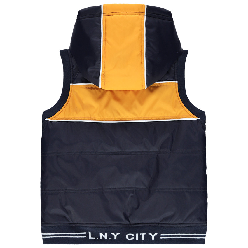 Chaleco anorak con capucha e incripción estampada 