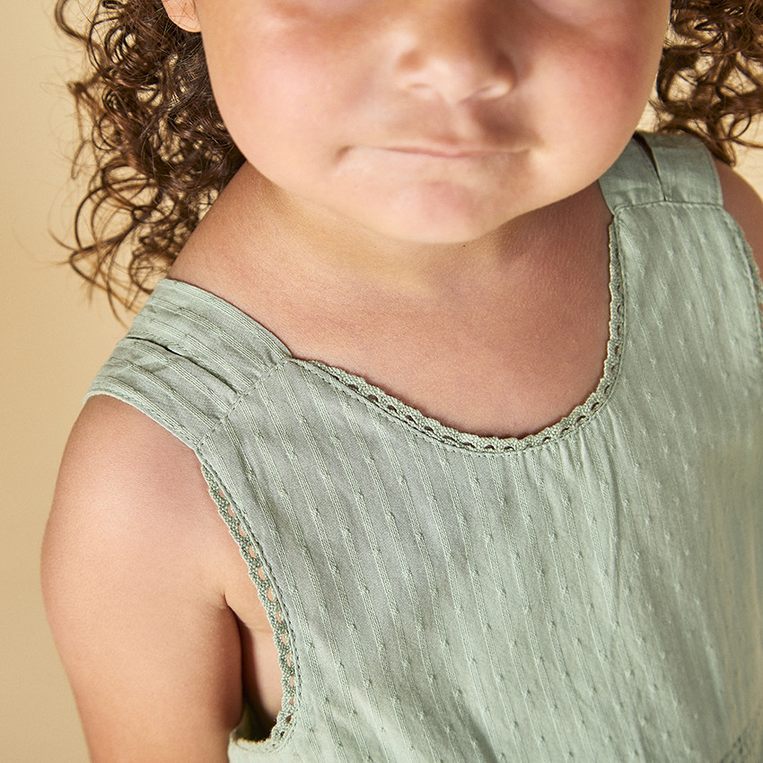 Robe de tirantes doble en tejido para bebé niña 