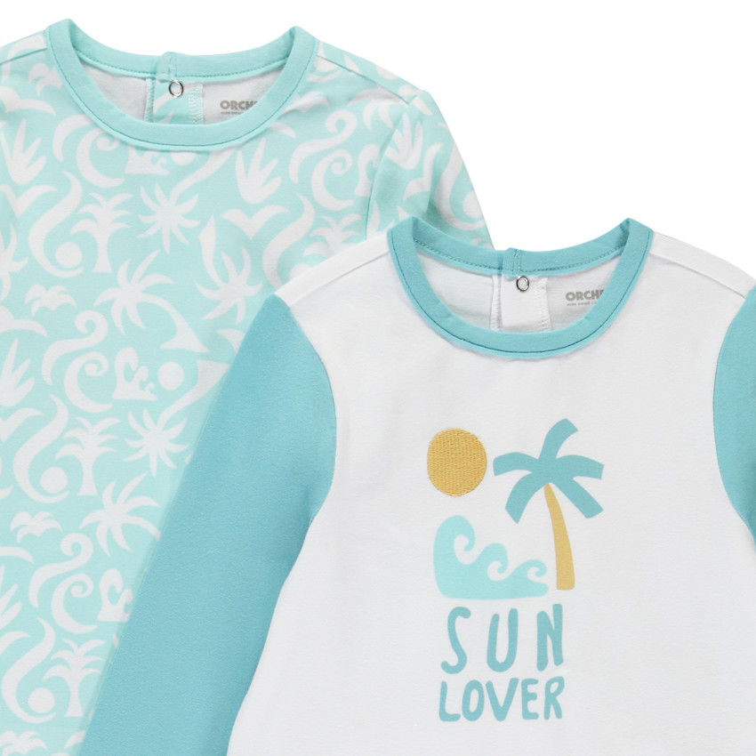 Pack de 2 peleles con motivos de vacaciones para bebé niño con aperturas diferentes según la edad 