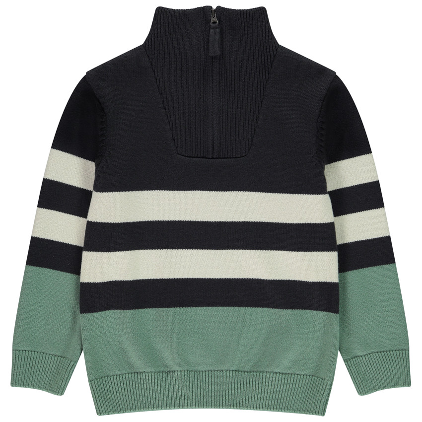 Jersey de rayas con cuello camionero de punto para niño 