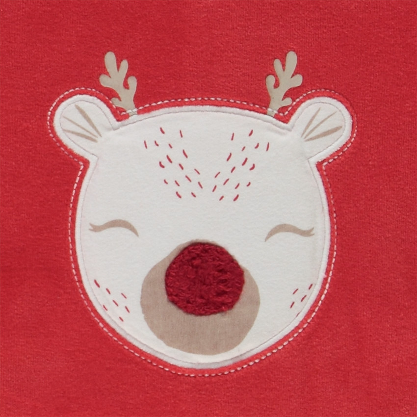 Pelele de terciopelo con bordado de ciervo para bebé con diferentes aperturas según la edad. 