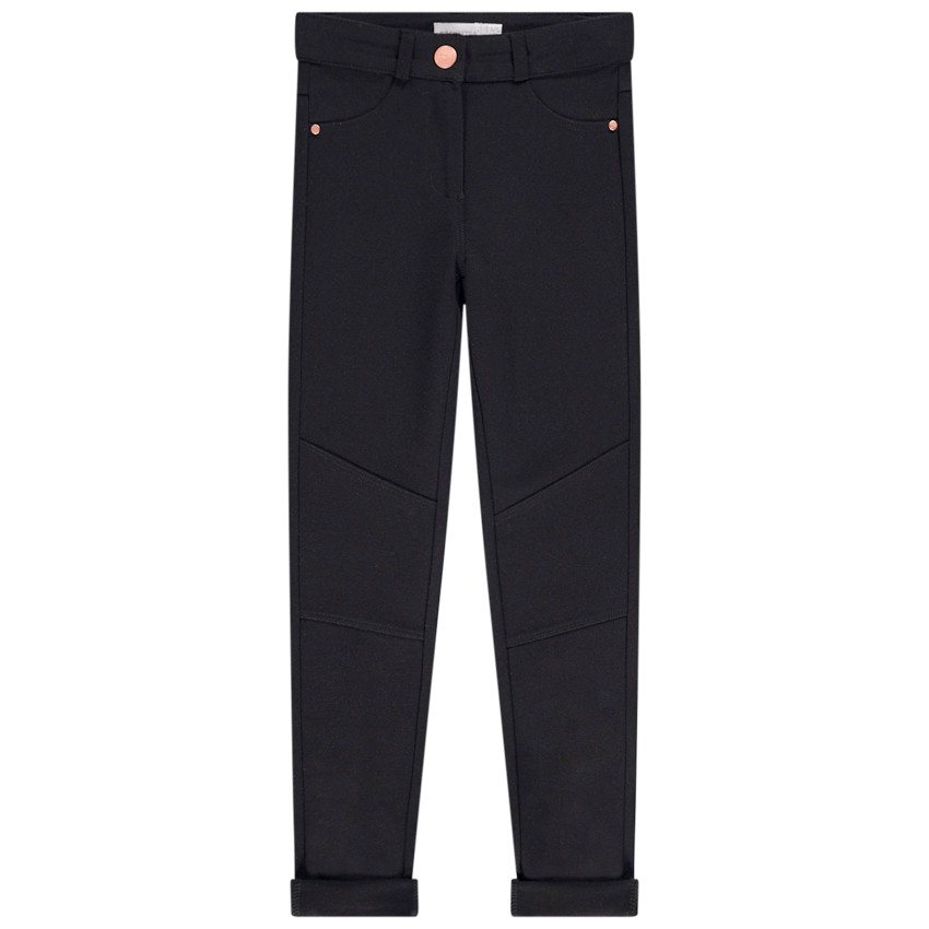 Pantalón liso de milano con parches en las rodillas para niña 