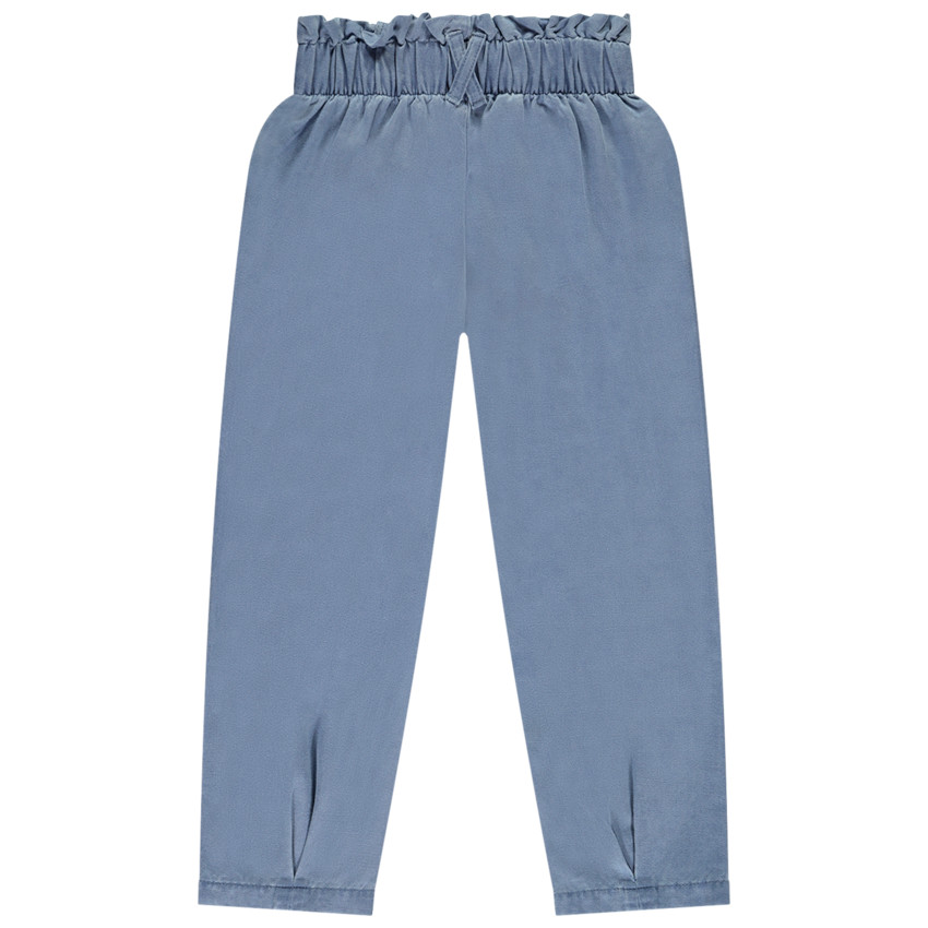 Pantalón fluido en tela con cintura elástica para niña 