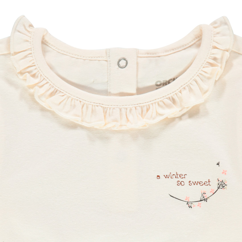 Camiseta de manga larga de cuello volador y inscripción bordada   Additional Camiseta de manga larga de cuello volador y inscripción bordada