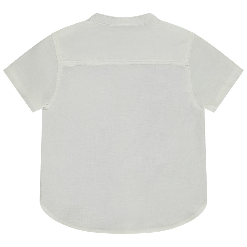 Camisa de manga corta unida con cuello mao para bebé niño 