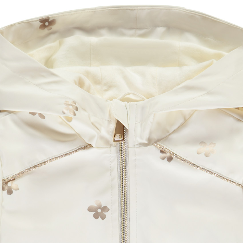 Parka de goma con estampado de flores doradas para niña 