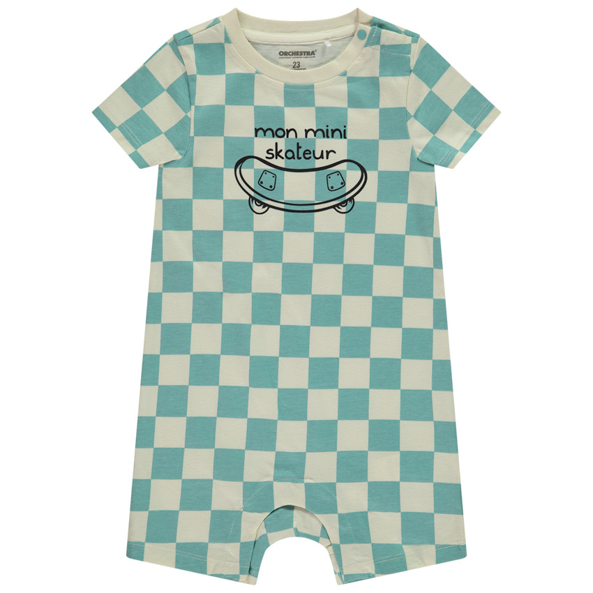 Pelele estampado de damero y print de skate para bebé niño 