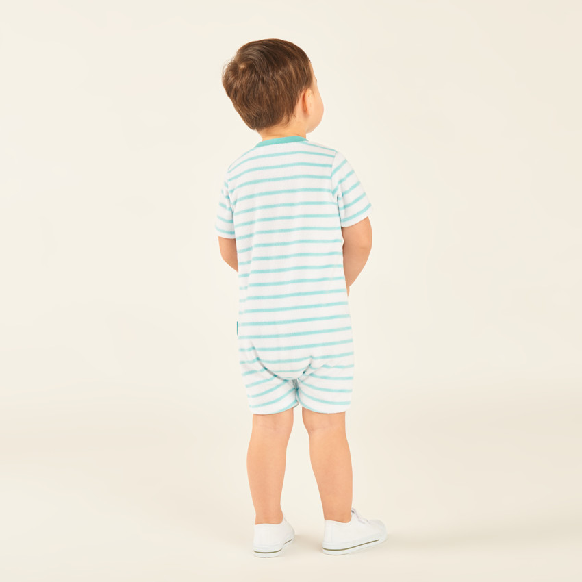 Mono corto de felpa a rayas para bebé niño 