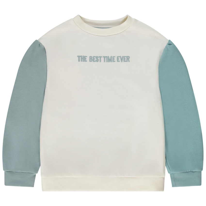 Sudadera efecto color block con bordado niña 