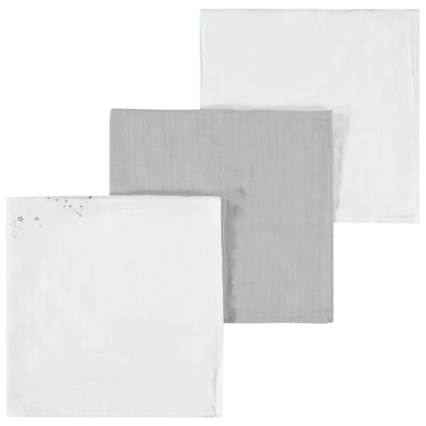 Pack de 3 muselinas de algodón con estampado de estrellas  Additional Pack de 3 muselinas de algodón con estampado de estrellas