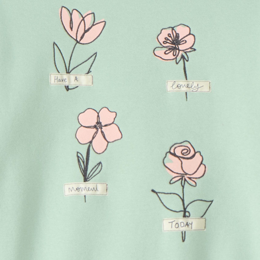 Conjunto de sudadera y pantalón ancho con estampado de flores niña. 