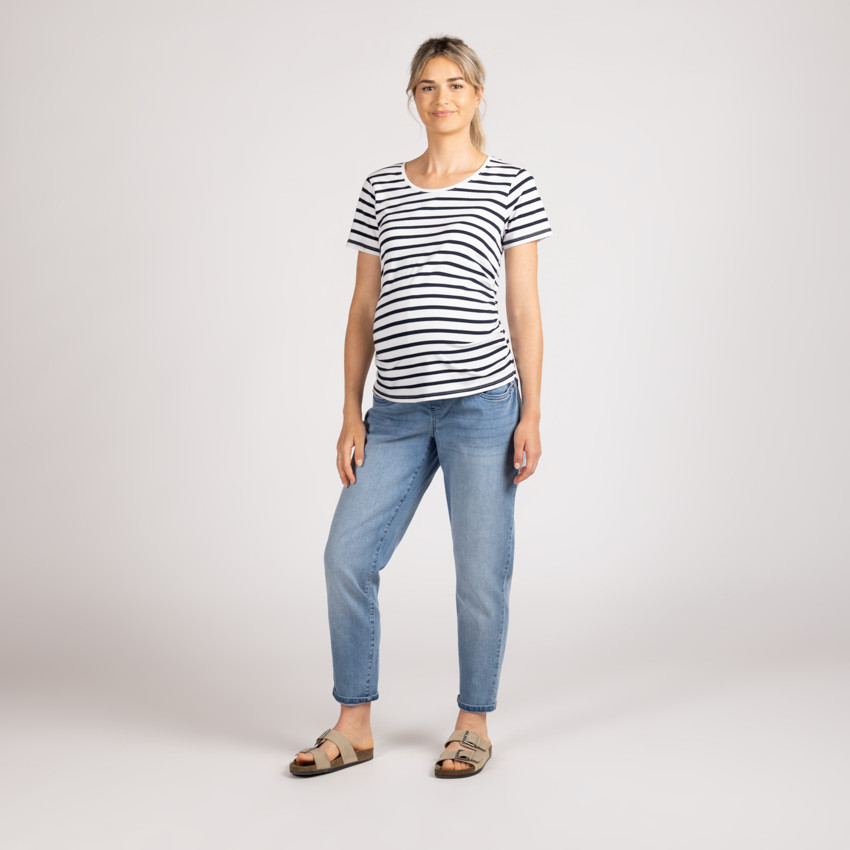 Camiseta de maternidad de manga corta con rayas 