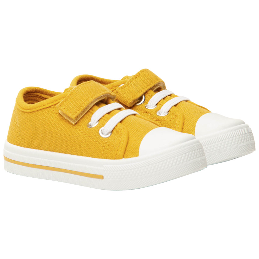 Zapatillas bajas de lona con cordones elásticos y velcro para bebé niño 