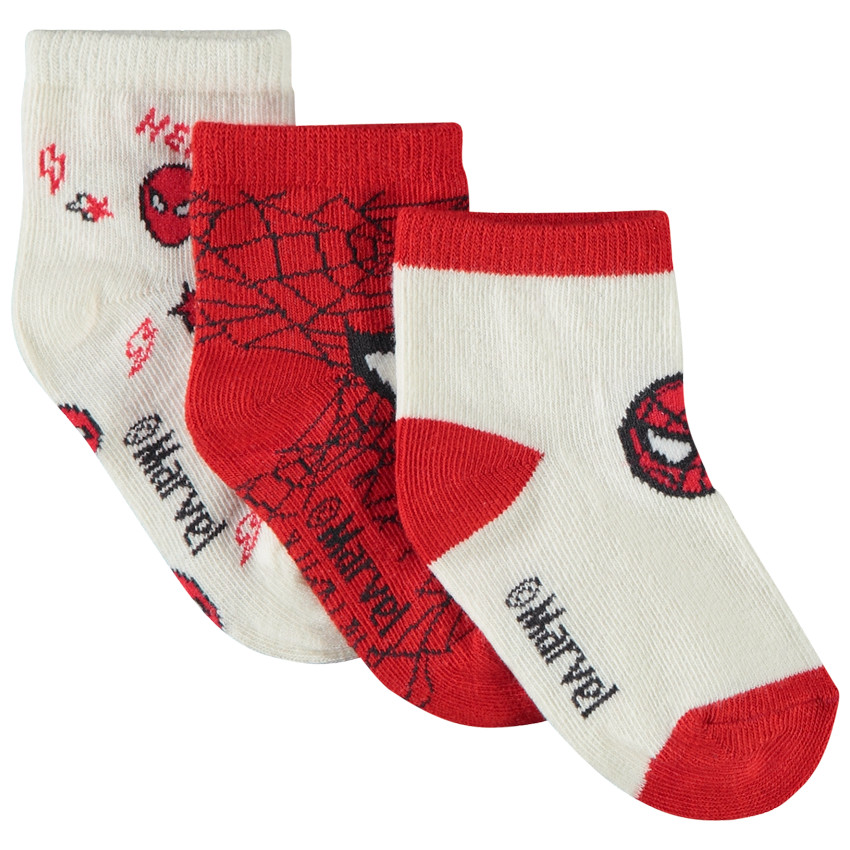 Lote de 3 pares de calcetines cortos de Spider Man para bebé niño 