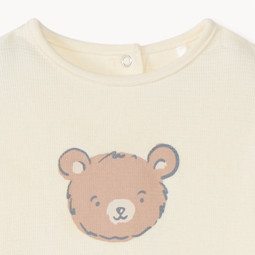 Conjunto de jogging con osito de punto nido de abeja para bebé 