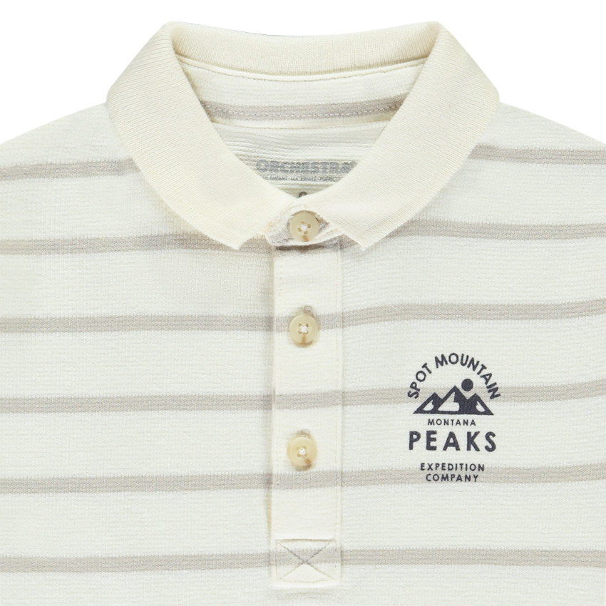 Polo de manga larga a rayas con estampados para niño 