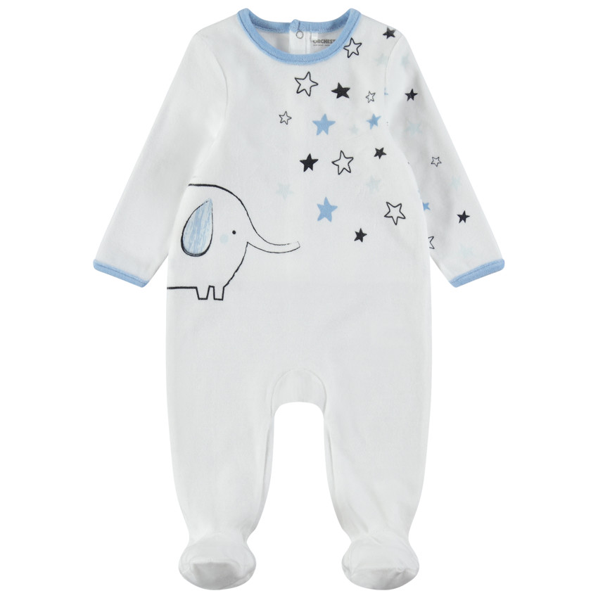 Pijama de terciopelo con estrellas y elefantes estampados 