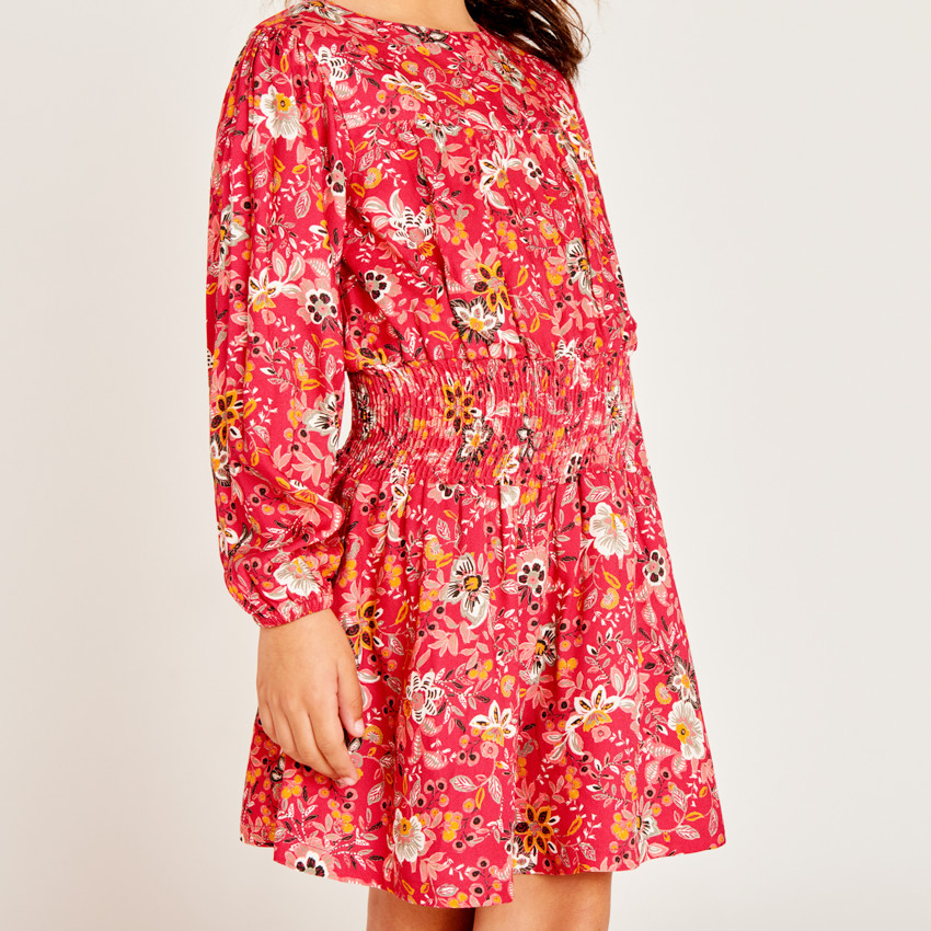 Vestido de mangas largas con estampado floral para niña 