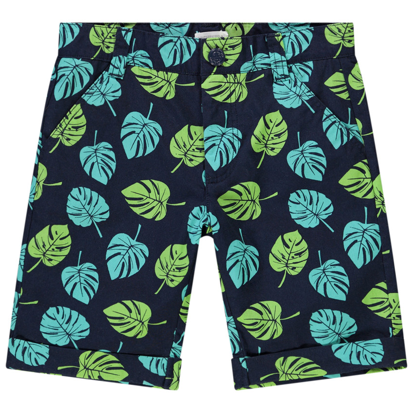 Bermudas de algodón con estampado de hojas para niño 