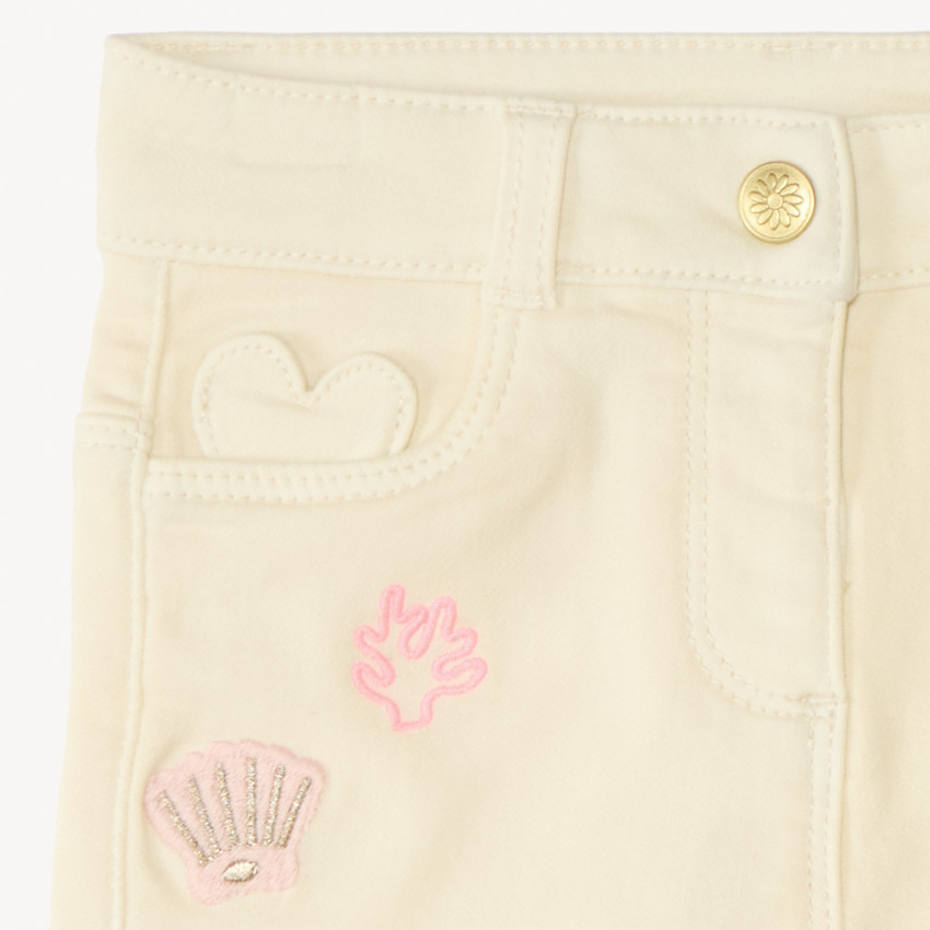 Short vaquero con bordado divertido para bebé niña 